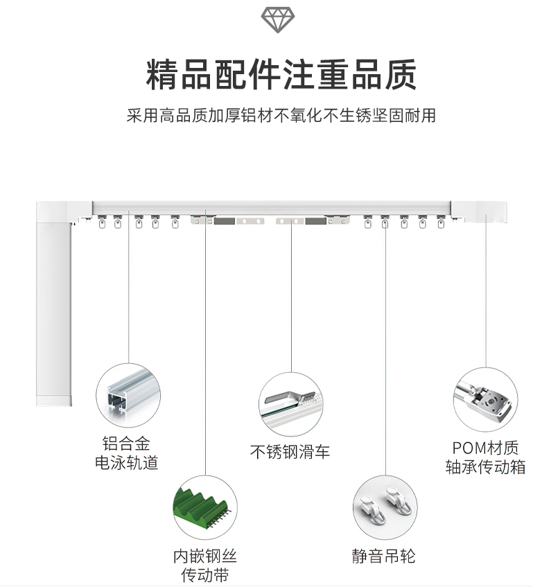 智能电动窗帘语音声控开合帘电机滑轨道支持智能音响