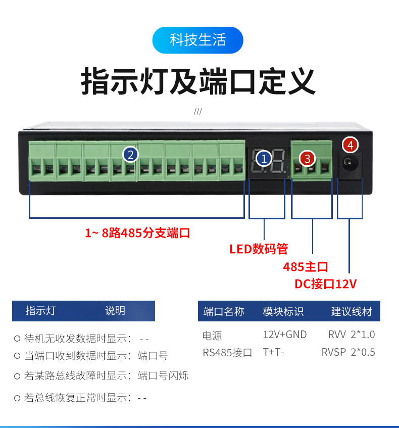 8路rs485相同地址区分控制集线器